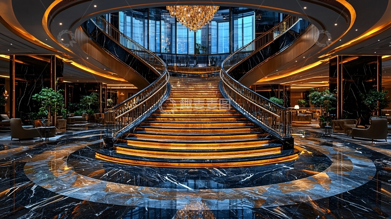 高清大图下载【趣麦麦图】豪华酒店大堂楼梯