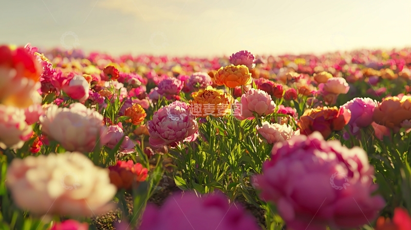 高清大图下载【趣麦麦图】阳光下五彩缤纷的花田