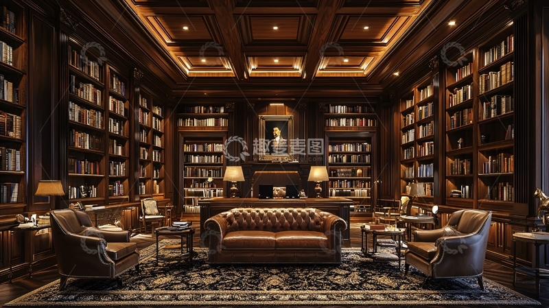 高清大图下载【趣麦麦图】豪华复古图书馆内部