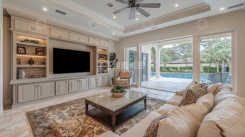 高清大图下载【趣麦麦图】现代客厅电视墙整体柜