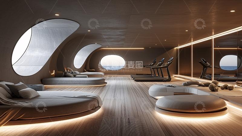 高清大图下载【趣麦麦图】极简主义健身房休息区