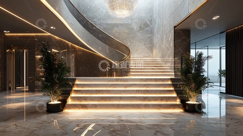 高清大图下载【趣麦麦图】豪华大理石旋转楼梯设计