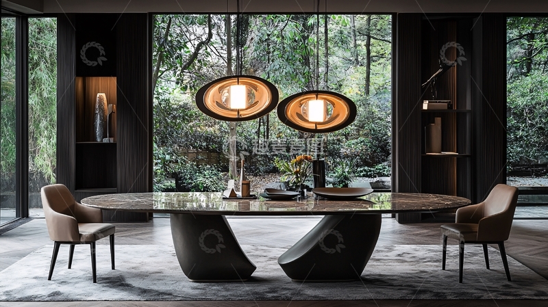 高清大图下载【趣麦麦图】现代轻奢大理石餐桌