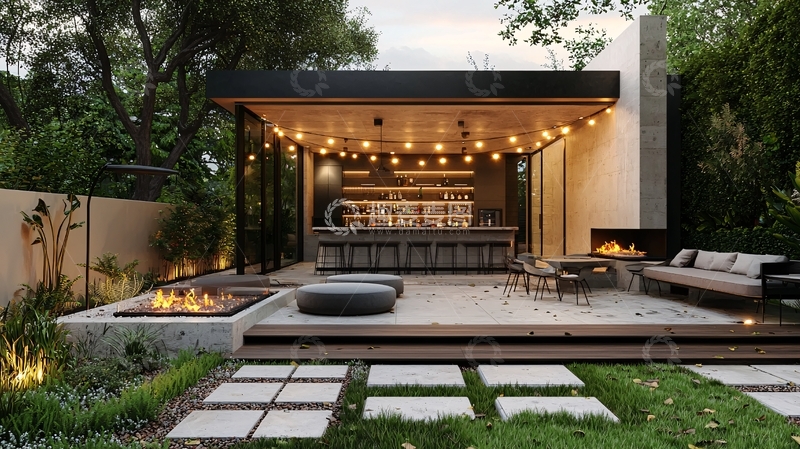 高清大图下载【趣麦麦图】户外庭院夜景休闲场所