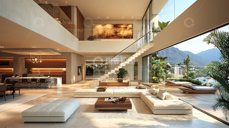 高清大图下载【趣麦麦图】现代简约别墅客厅