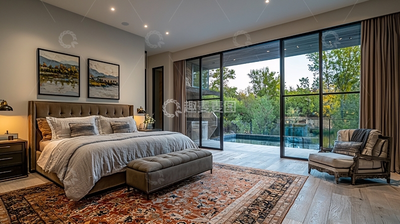 高清大图下载【趣麦麦图】豪华卧室带落地窗