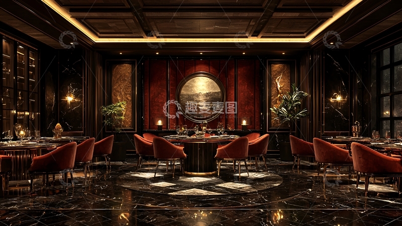 高清大图下载【趣麦麦图】豪华餐厅内部装饰设计