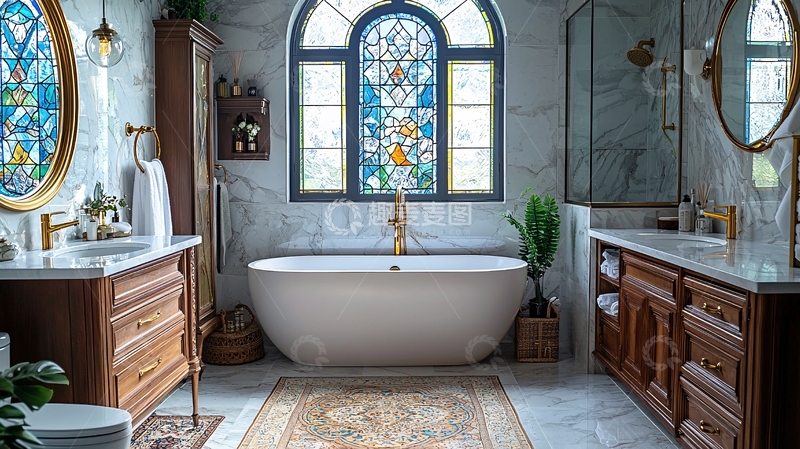 高清大图下载【趣麦麦图】豪华复古风浴室