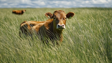 草原上的棕色奶牛