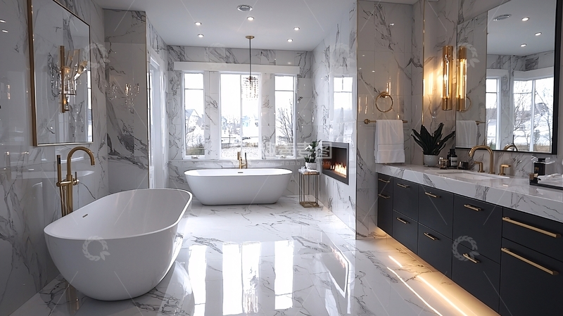 高清大图下载【趣麦麦图】豪华大理石浴室