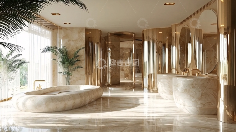高清大图下载【趣麦麦图】奢华金色浴室
