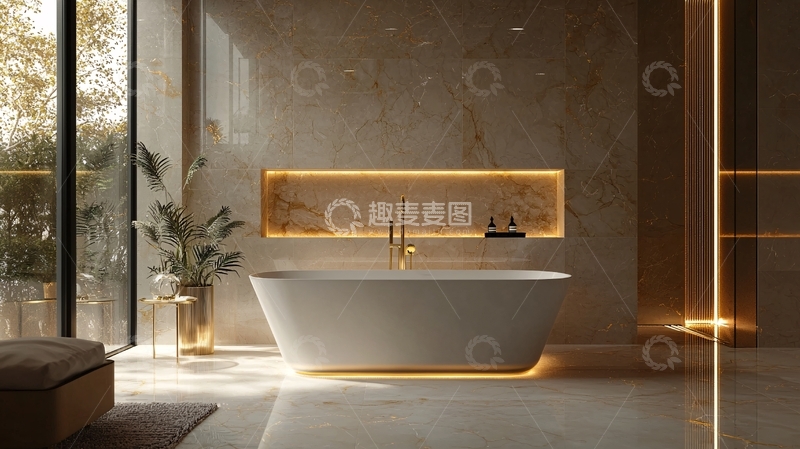 高清大图下载【趣麦麦图】优雅现代的米色浴室