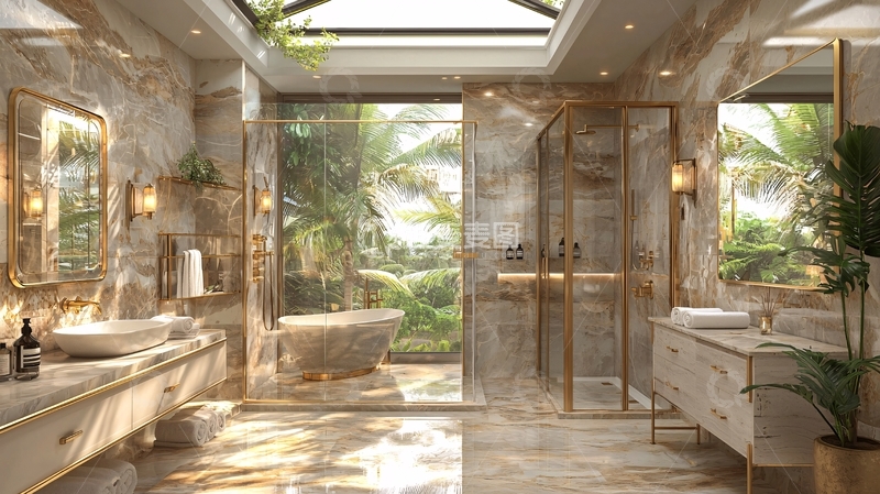 高清大图下载【趣麦麦图】豪华金色大理石卫浴