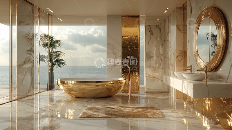 高清大图下载【趣麦麦图】豪华海景浴室