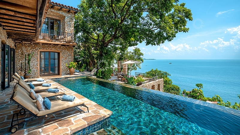 高清大图下载【趣麦麦图】海景泳池别墅