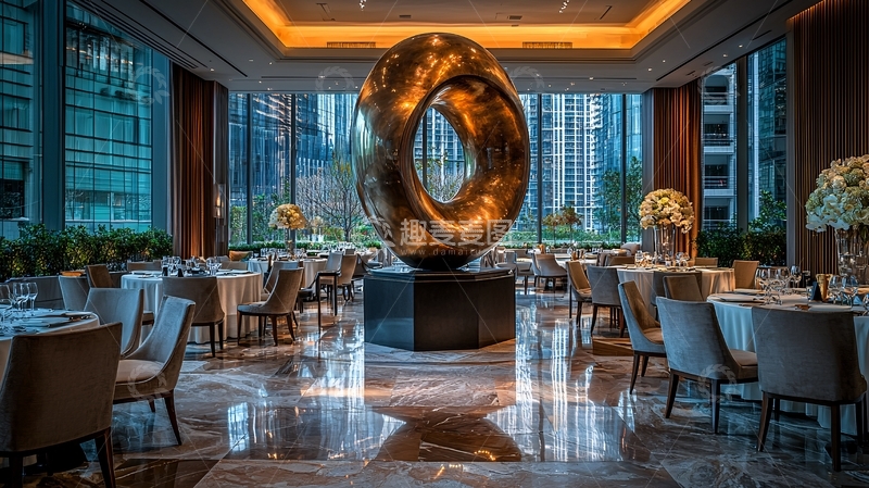 高清大图下载【趣麦麦图】高档餐厅内的雕塑艺术品