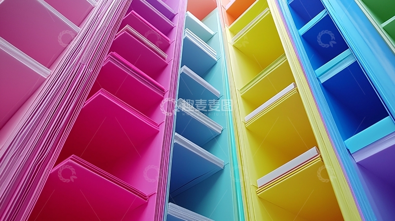 高清大图下载【趣麦麦图】彩色纸张堆叠