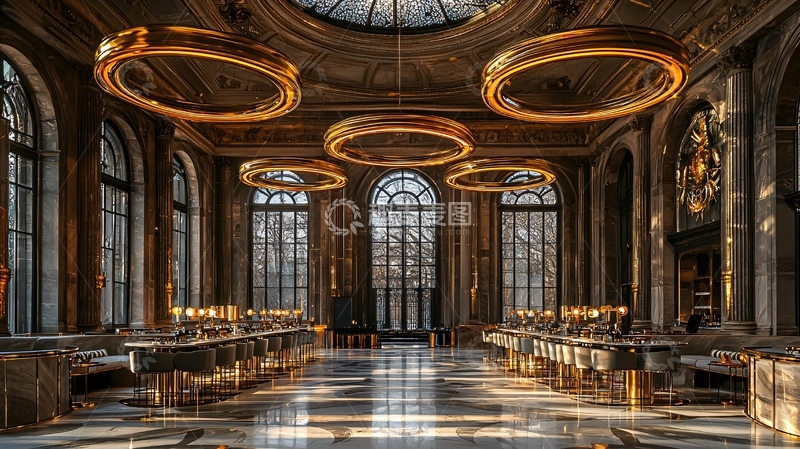 高清大图下载【趣麦麦图】豪华复古餐厅大厅