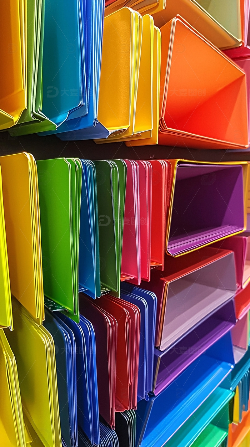 高清大图下载【趣麦麦图】彩色文件盒堆叠