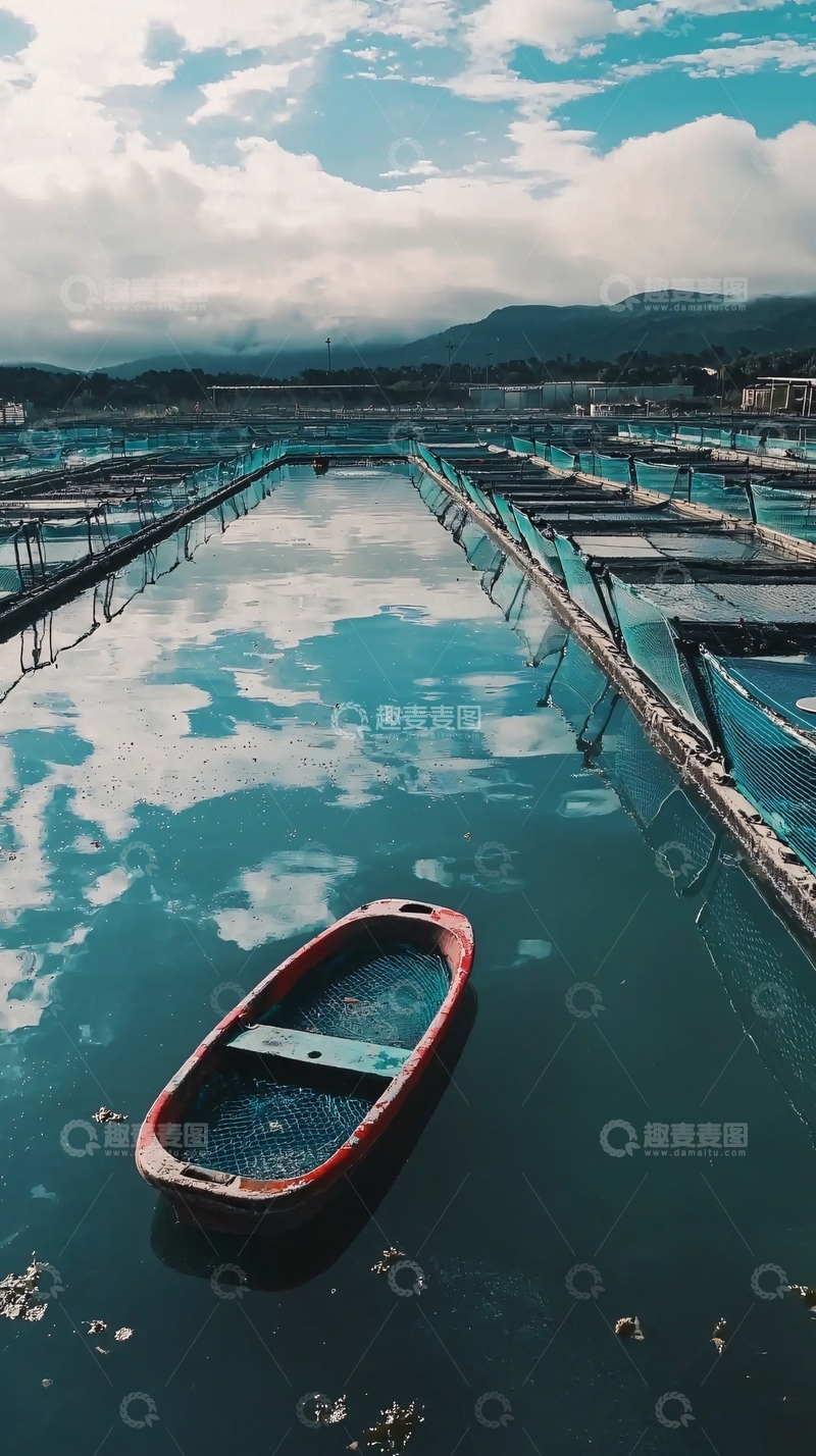 高清大图下载【趣麦麦图】平静水面上的小船