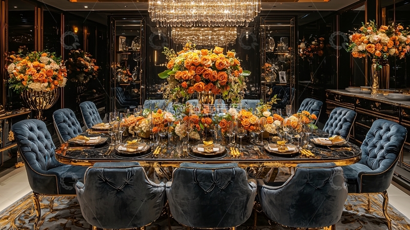 高清大图下载【趣麦麦图】豪华餐桌及鲜花摆设