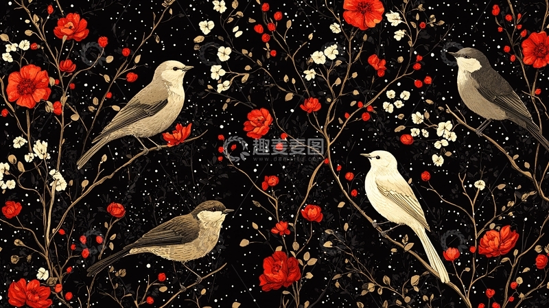 高清大图下载【趣麦麦图】花鸟背景图