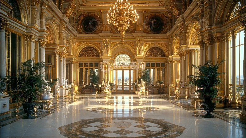 高清大图下载【趣麦麦图】奢华金色大厅