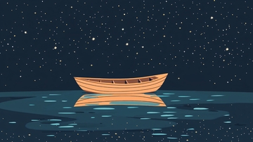 星空下的小木船