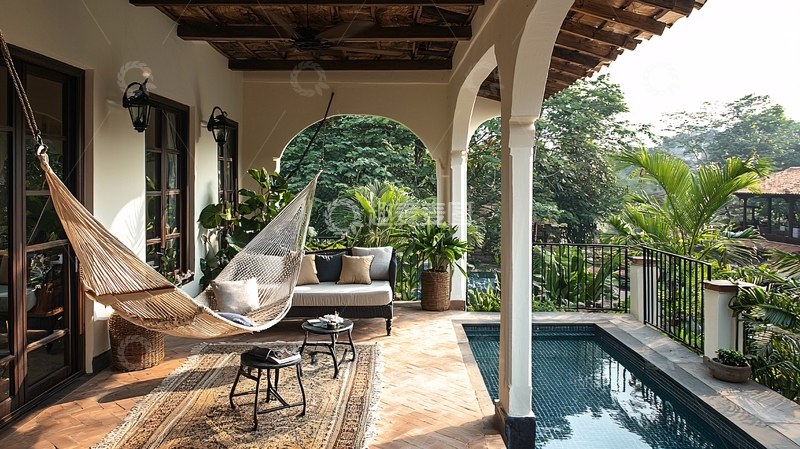 高清大图下载【趣麦麦图】私人泳池庭院阳台休闲