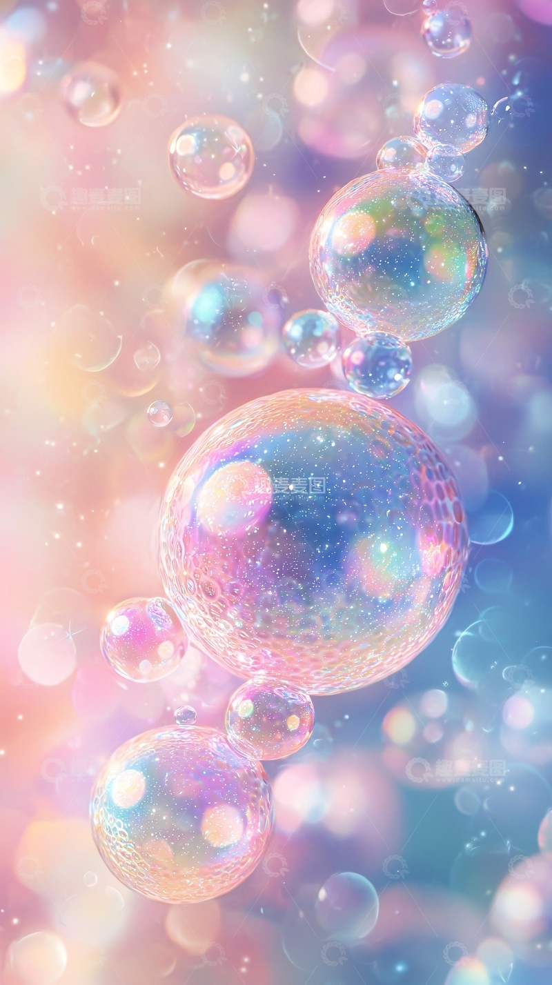 高清大图下载【趣麦麦图】粉色梦幻泡泡背景