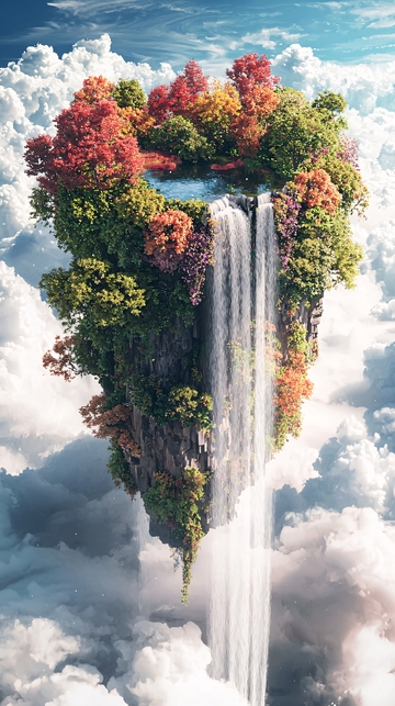 云端上的空中花园瀑布