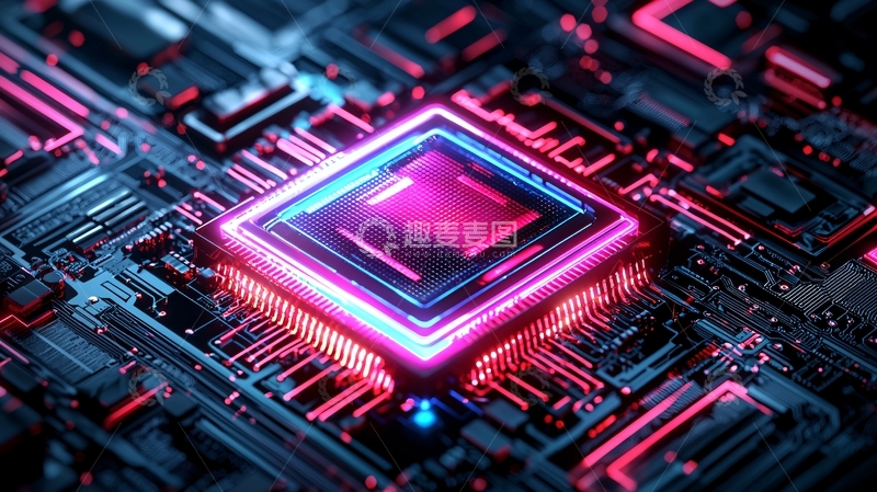 高清大图下载【趣麦麦图】未来科技感的芯片电路板