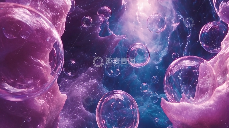 高清大图下载【趣麦麦图】梦幻泡泡紫蓝空间