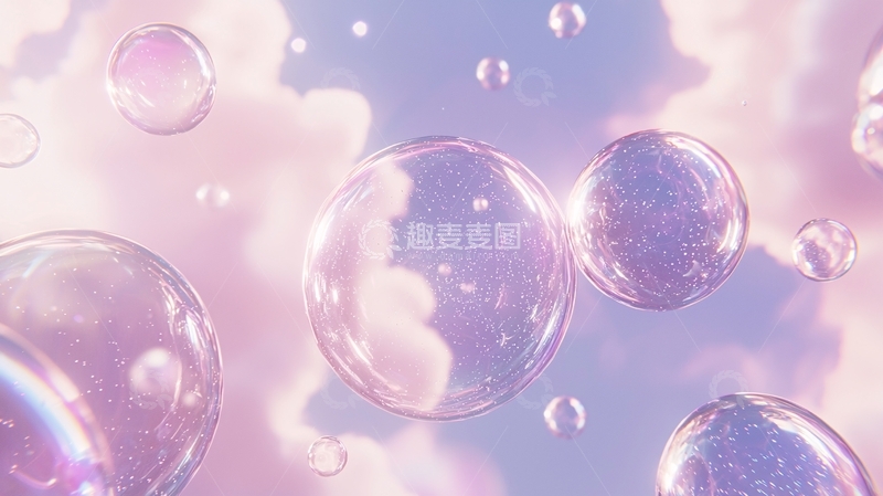 高清大图下载【趣麦麦图】粉色梦幻泡泡背景