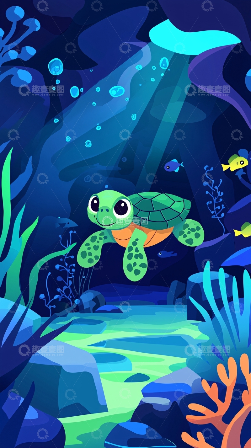 高清大图下载【趣麦麦图】海底小海龟