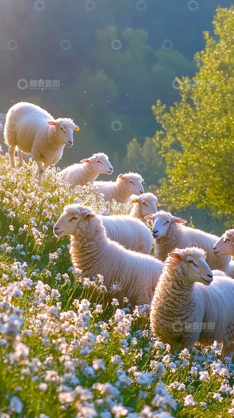 高清大图下载【趣麦麦图】阳光下田园牧羊