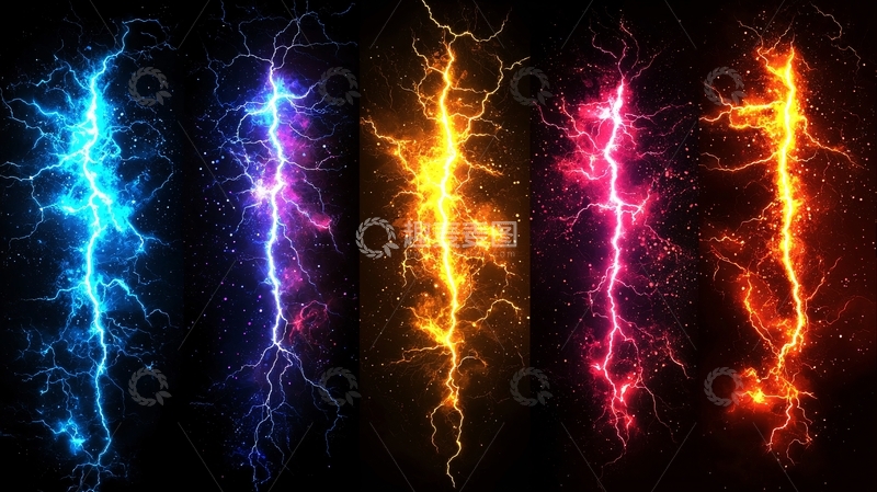 高清大图下载【趣麦麦图】彩色闪电特效