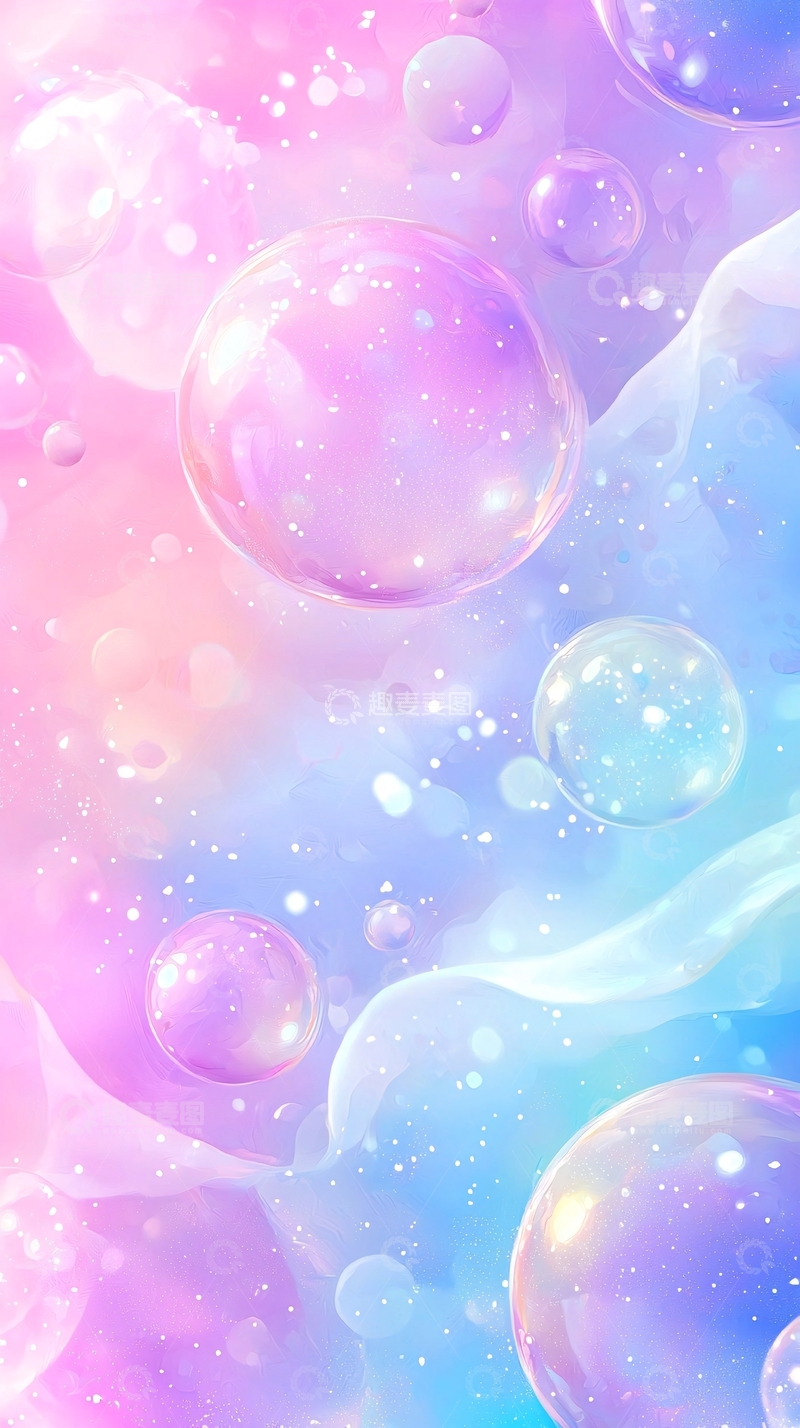 高清大图下载【趣麦麦图】粉色梦幻泡泡背景图