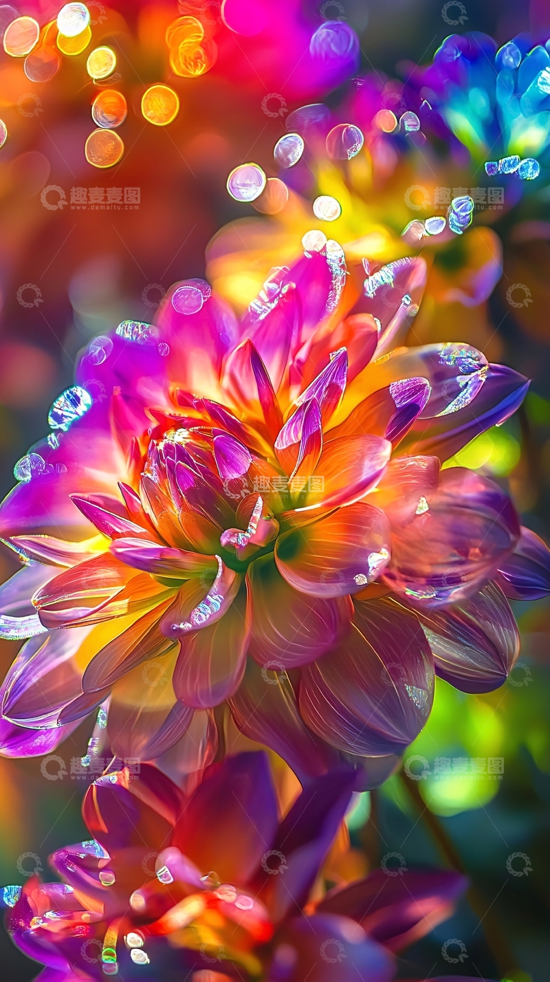 高清大图下载【趣麦麦图】彩虹色大丽花