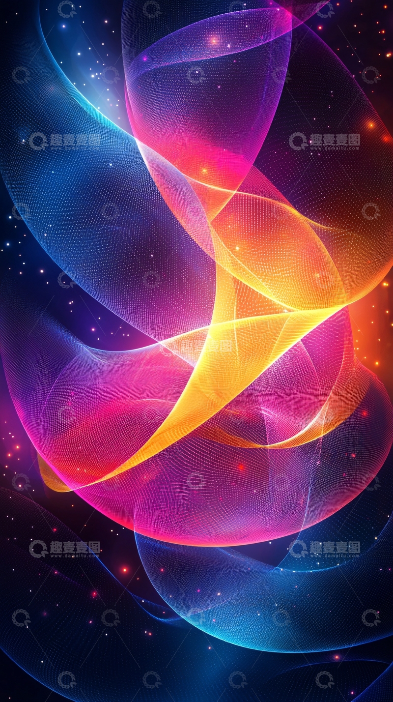 高清大图下载【趣麦麦图】彩色光晕曲线背景