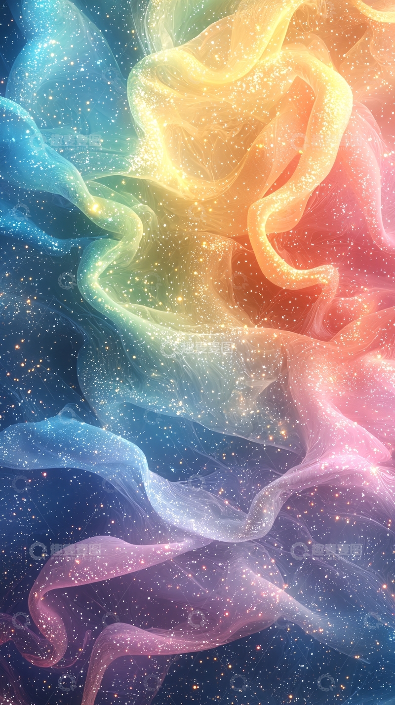 高清大图下载【趣麦麦图】梦幻色彩流体纱