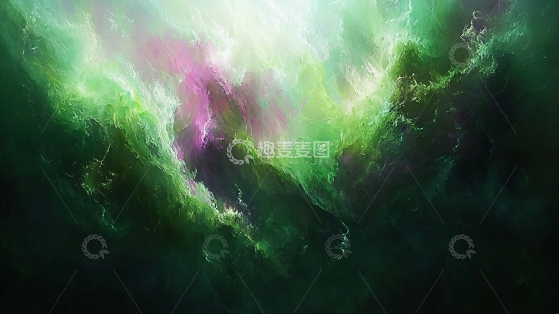 高清大图下载【趣麦麦图】梦幻绿紫宇宙星云