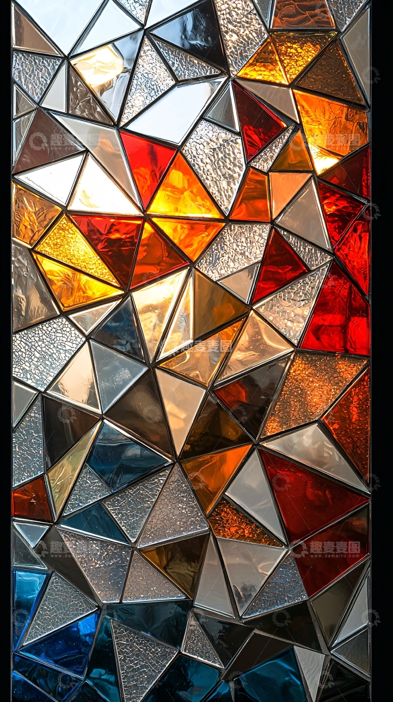 高清大图下载【趣麦麦图】彩色几何三角形玻璃