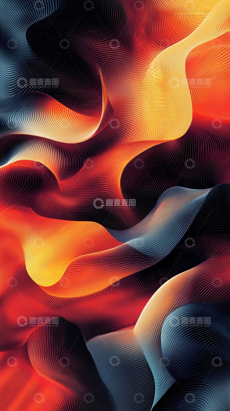 高清大图下载【趣麦麦图】抽象火焰般的流动曲线