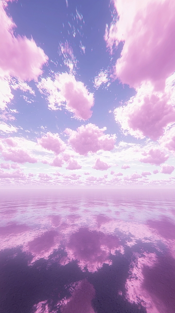 粉色天空云朵倒影