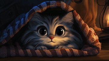 毛茸茸猫咪温暖的夜晚