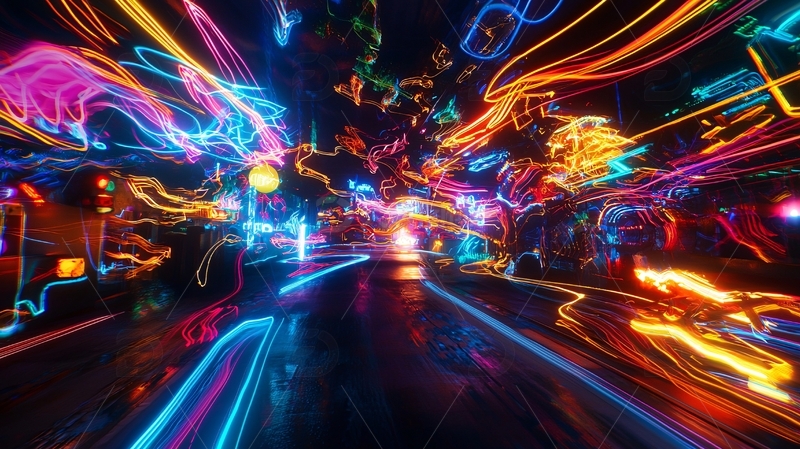 高清大图下载【趣麦麦图】炫彩光带动态抽象背景