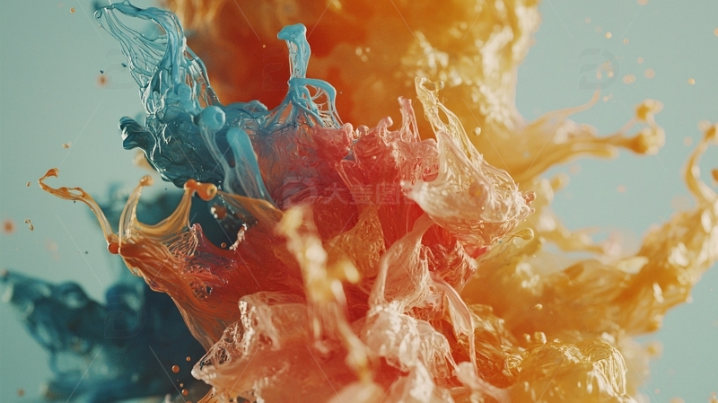 高清大图下载【趣麦麦图】彩色颜料混合碰撞