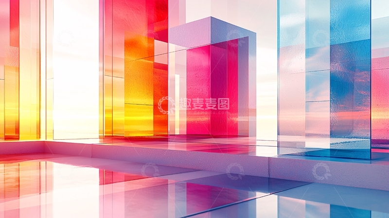 高清大图下载【趣麦麦图】彩色透明几何体