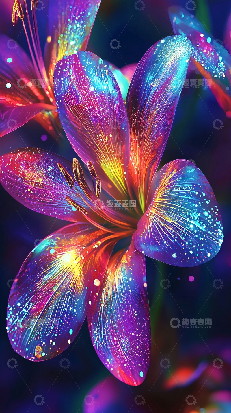 高清大图下载【趣麦麦图】梦幻彩虹百合花